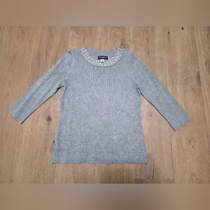 Karl Lagerfeld Women's Sweater with Embellished Pearl Collar